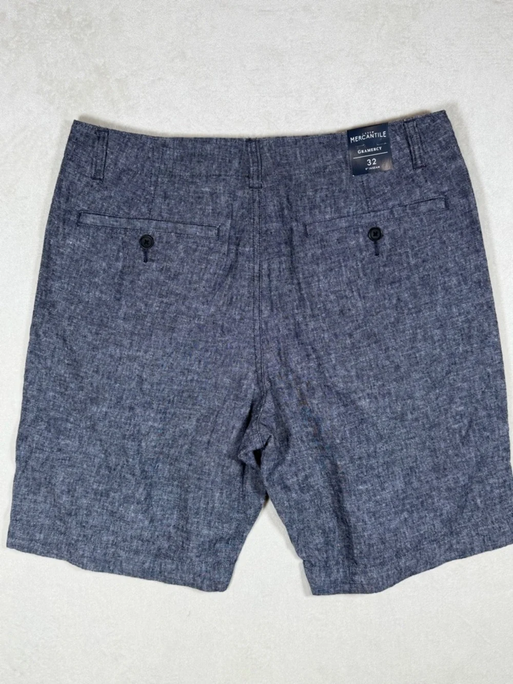 NWT J. Crew 32W Gramercy Men's Blue Chambray Flat-Front Shorts